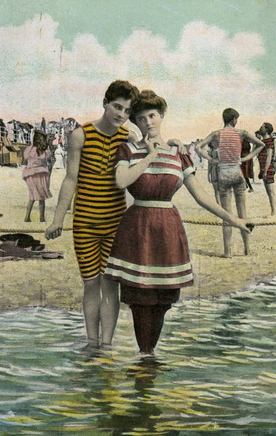 Liefhebbers op het strand ca. 1900 door Unknown